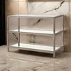 Glass and Metal Frame Sofa Table with 2 Open Shelves, Silver and Clear By Casagear Home