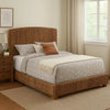 Hand Woven Bed | Banana Leaf | King Size | Chamfered Legs | Brown BM216013