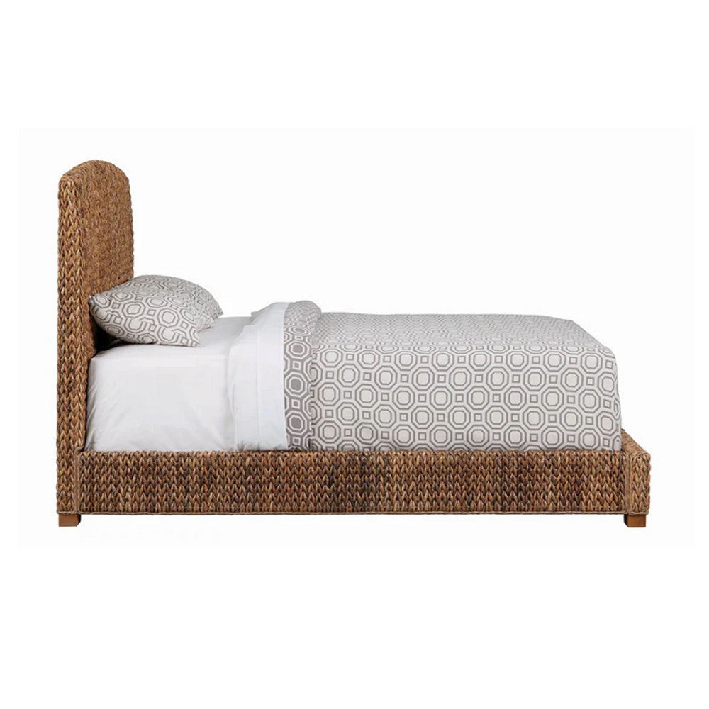 Hand Woven Bed | Banana Leaf | King Size | Chamfered Legs | Brown BM216013