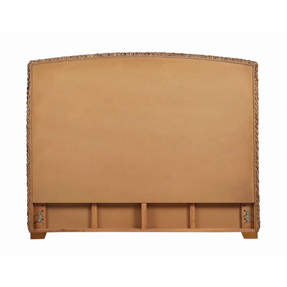 Hand Woven Bed | Banana Leaf | King Size | Chamfered Legs | Brown BM216013