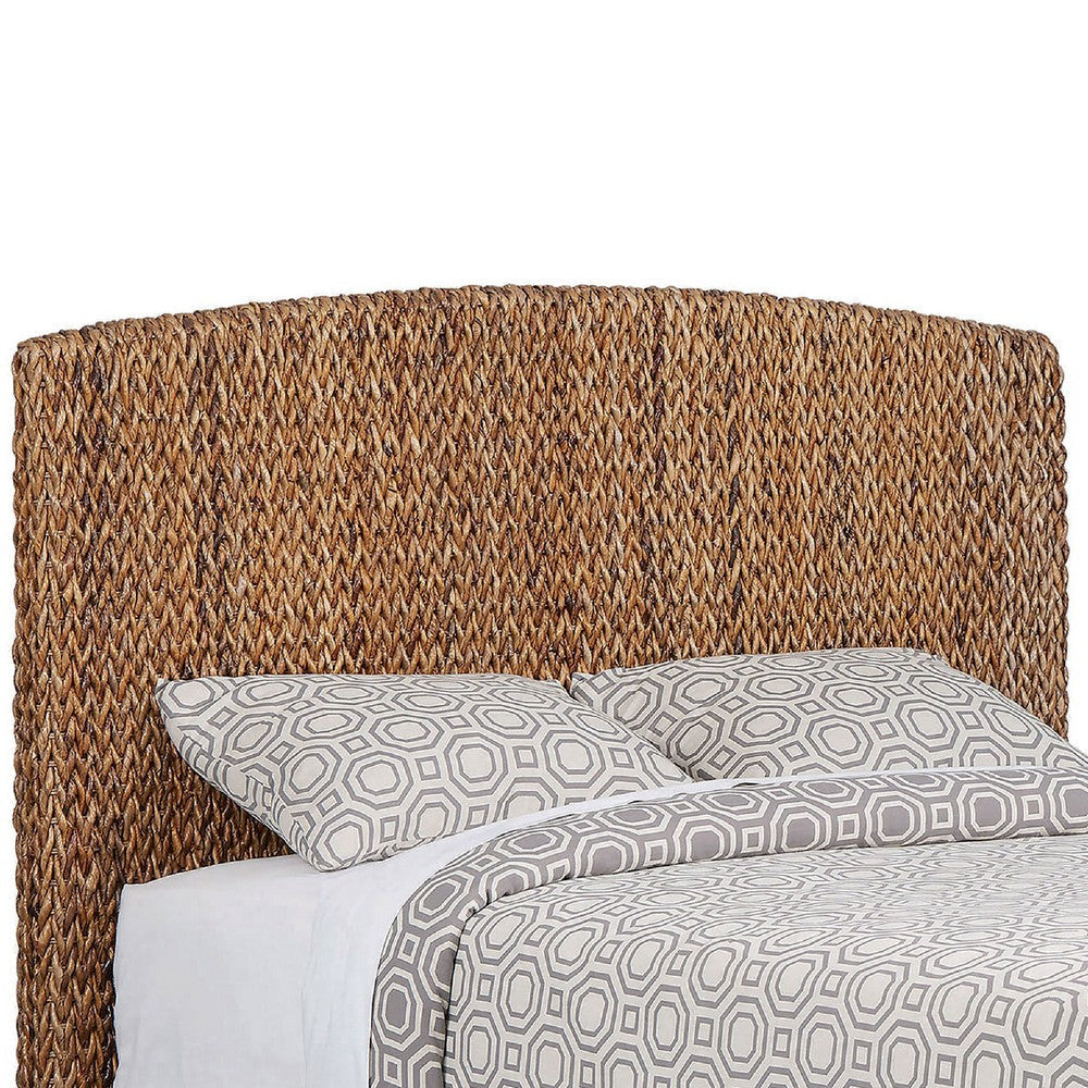 Hand Woven Bed | Banana Leaf | King Size | Chamfered Legs | Brown BM216013