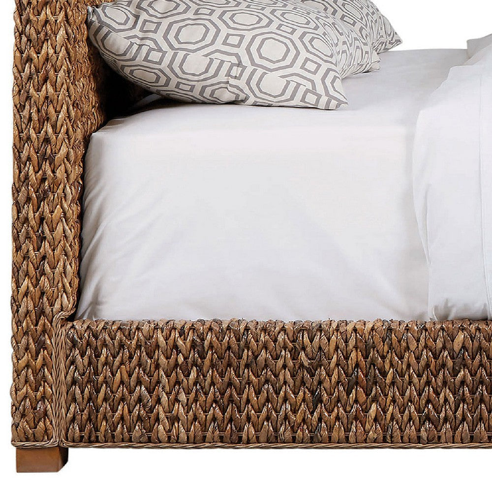 Hand Woven Bed | Banana Leaf | King Size | Chamfered Legs | Brown BM216013