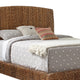 Hand Woven Banana Leaf Queen Size Bed with Chamfered Legs Brown BM216014