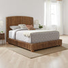 Hand Woven Banana Leaf Queen Size Bed with Chamfered Legs, Brown