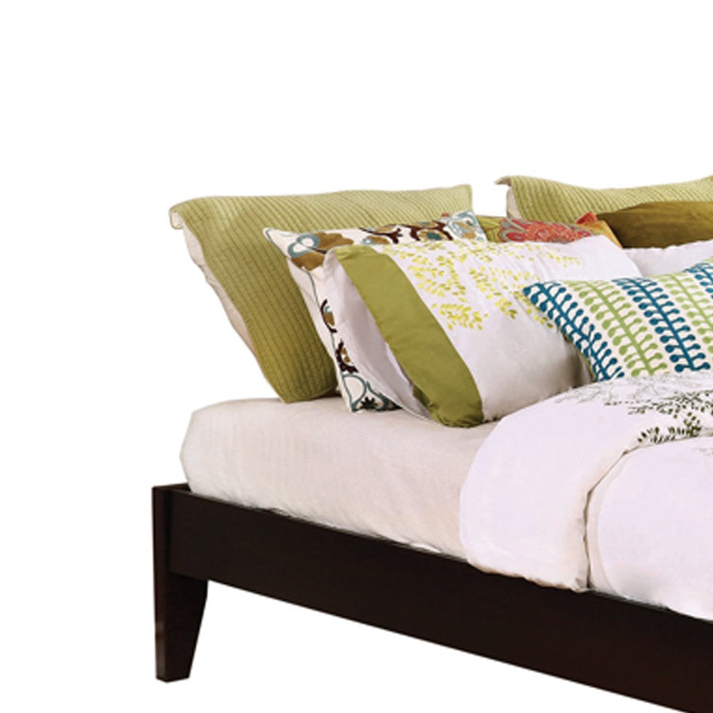 Wooden Eastern King Platform Bed with Chamfered Legs Dark Brown BM216023