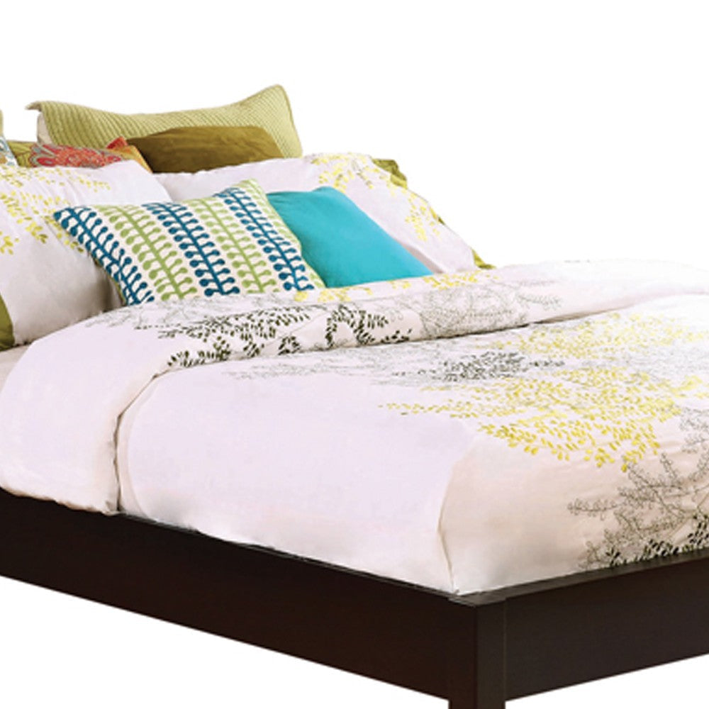 Wooden Eastern King Platform Bed with Chamfered Legs Dark Brown BM216023