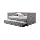 Fabric Upholstered Button Tufted Twin Daybed with Nailhead Trims, Gray