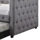Fabric Upholstered Button Tufted Twin Daybed with Nailhead Trims, Gray