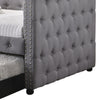Fabric Upholstered Button Tufted Twin Daybed with Nailhead Trims Gray BM216083