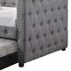 Fabric Upholstered Button Tufted Twin Daybed with Nailhead Trims Gray BM216083