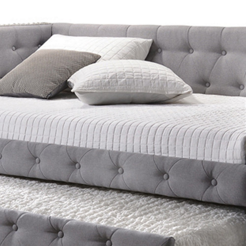 Fabric Upholstered Button Tufted Twin Daybed with Nailhead Trims, Gray