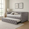 Fabric Upholstered Button Tufted Twin Daybed with Nailhead Trims, Gray