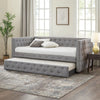 Fabric Upholstered Button Tufted Twin Daybed with Nailhead Trims, Gray