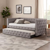 Fabric Upholstered Button Tufted Twin Daybed with Nailhead Trims, Gray