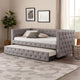 Fabric Upholstered Button Tufted Twin Daybed with Nailhead Trims, Gray