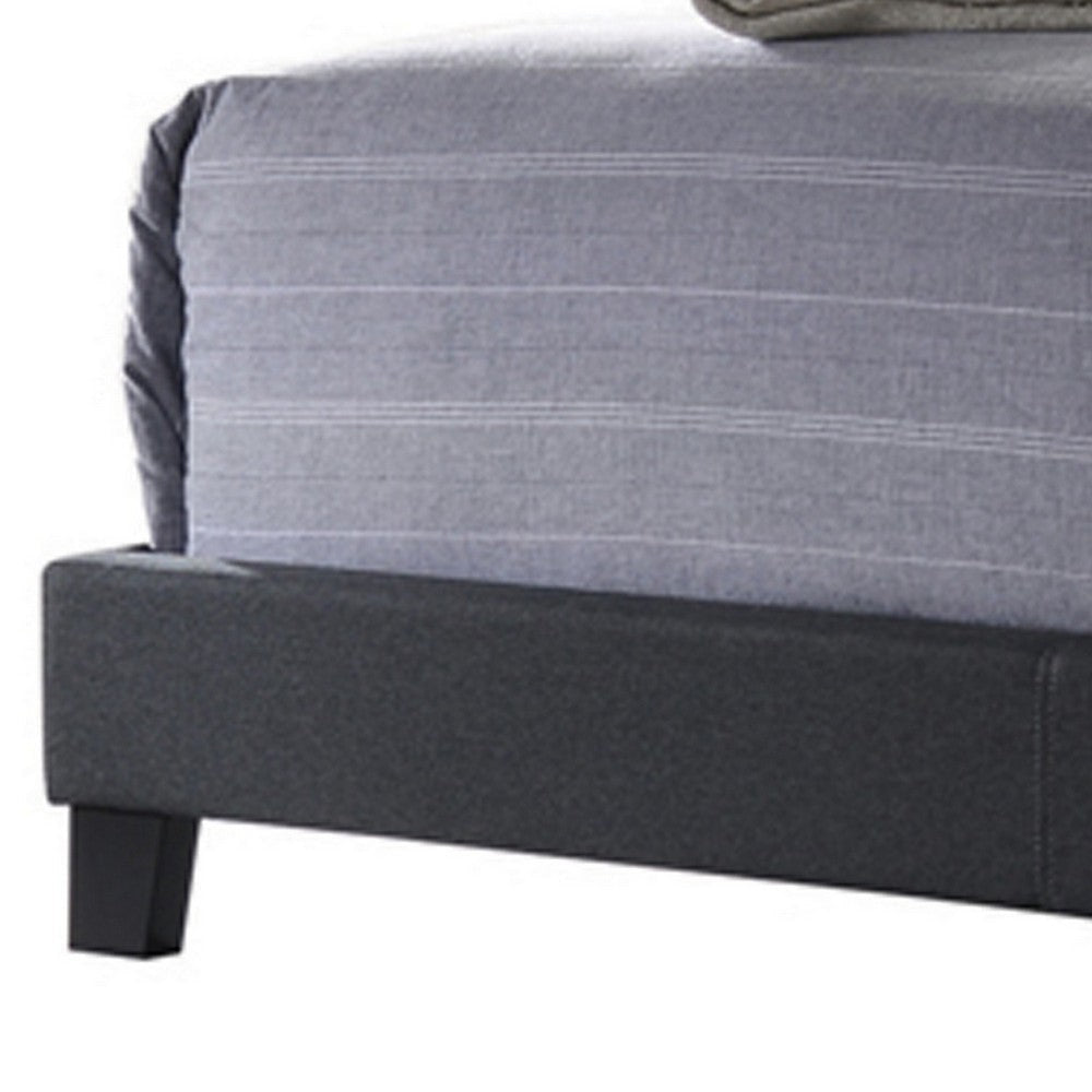 Full Size Bed with Square Button Tufted Headboard Dark Gray By Casagear Home BM216087