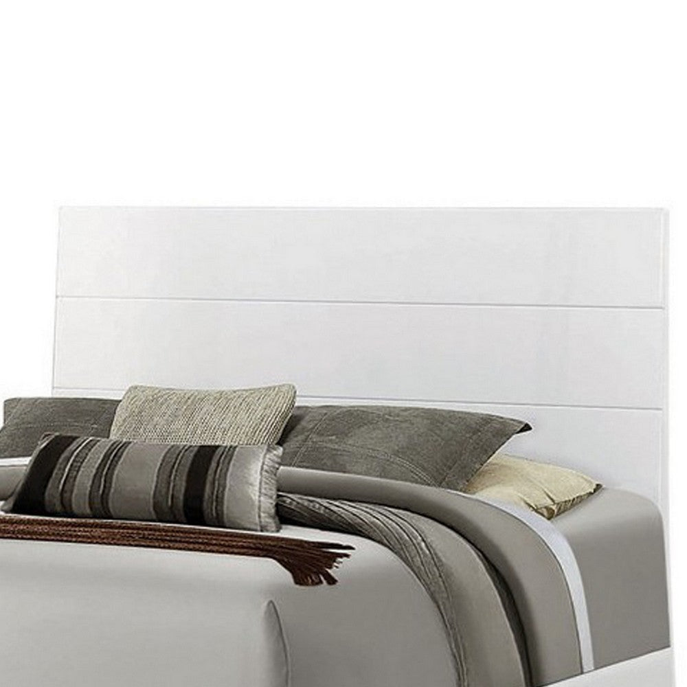 Contemporary Style Low Profile Eastern King Bed with Block Feet White BM216125