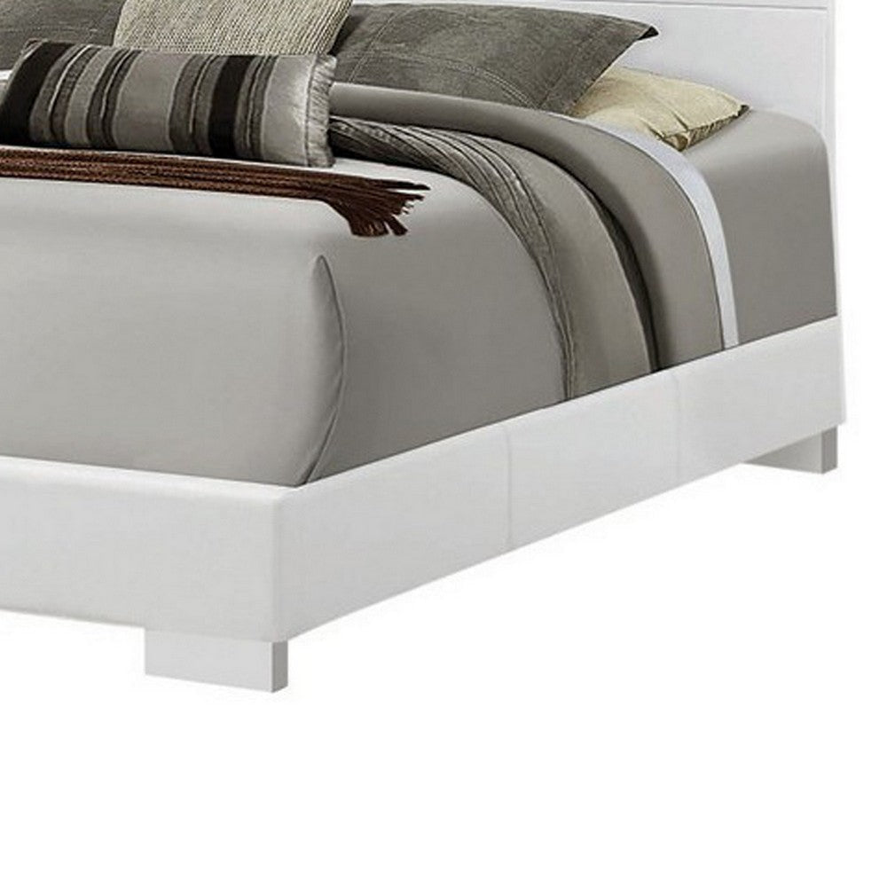 Contemporary Style Low Profile Eastern King Bed with Block Feet White BM216125
