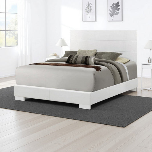 Contemporary Style Low Profile Eastern King Bed with Block Feet, White