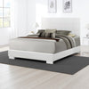 Contemporary Style Low Profile Eastern King Bed with Block Feet, White