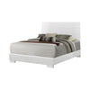 Contemporary Style Low Profile Eastern King Bed with Block Feet, White