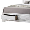 Contemporary Eastern King Bed with Drawers and Glittering Stripes White BM216148