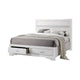 Contemporary Eastern King Bed with Drawers and Glittering Stripes, White