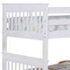 Mission Style Twin Over Twin Bunk Bed with Attached Ladder White