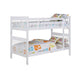 Mission Style Twin Over Twin Bunk Bed with Attached Ladder, White