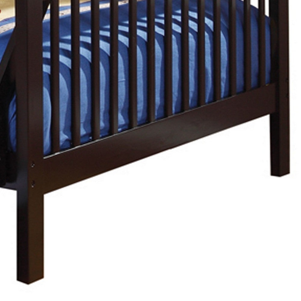 Mission Style Twin Over Full Bunk Bed with Attached Ladder Black
