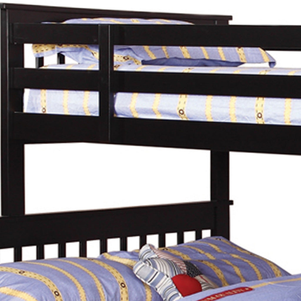 Mission Style Twin Over Full Bunk Bed with Attached Ladder Black