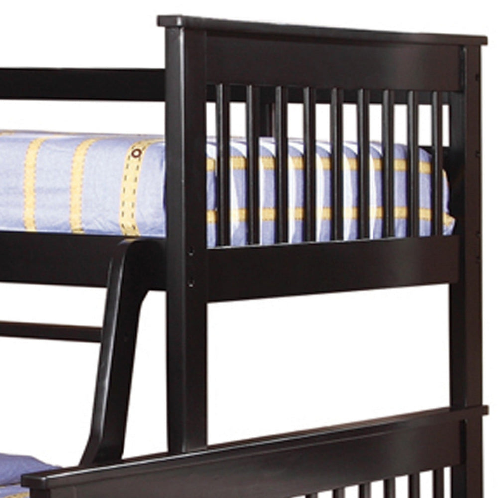 Mission Style Twin Over Full Bunk Bed with Attached Ladder Black