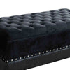 Faux Leather Storage Bench | Nailhead Trim | Button Tufted Seat | Black