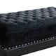 Faux Leather Storage Bench | Nailhead Trim | Button Tufted Seat | Black