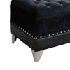 Faux Leather Storage Bench | Nailhead Trim | Button Tufted Seat | Black