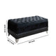 Faux Leather Storage Bench | Nailhead Trim | Button Tufted Seat | Black