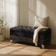 Faux Leather Storage Bench | Nailhead Trim | Button Tufted Seat | Black