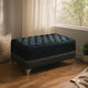 Faux Leather Storage Bench | Nailhead Trim | Button Tufted Seat | Black