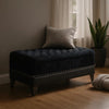 Faux Leather Storage Bench | Nailhead Trim | Button Tufted Seat | Black