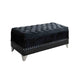 Faux Leather Storage Bench | Nailhead Trim | Button Tufted Seat | Black