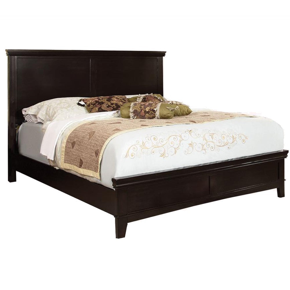 Transitional Style Wooden California King Bed with Tapered Legs, Brown By Casagear Home