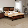 Transitional Bed | Queen Size | Wood Parquet Design | Brown
