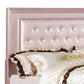 Contemporary Queen Size Wooden Bed With Mirror Trim Details Pink By Casagear Home BM216257