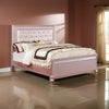 Contemporary Queen Size Wooden Bed With Mirror Trim Details Pink By Casagear Home BM216257