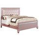 Contemporary Bed | Queen Size | Wood Frame | Mirror Trim Details | Pink