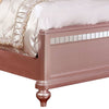 Twin Size Wooden Bed With Mirror Trim Details and Camelback Headboard Pink BM216261