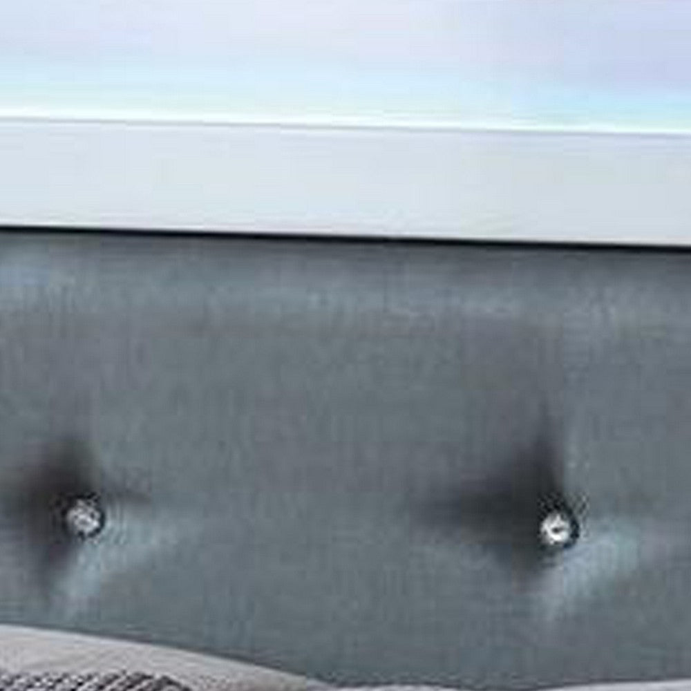 Wooden Eastern King Bed with Leatherette Headboard White and Black BM216278