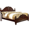 Traditional Style Eastern King Wooden Bed with Floral Carvings, Brown By Casagear Home