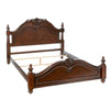 Traditional Bed | King Size | Wood Frame | Floral Carvings | Brown