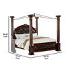 Wooden Eastern King Bed with Leatherette Headoard and Footboard Brown By Casagear Home BM216293